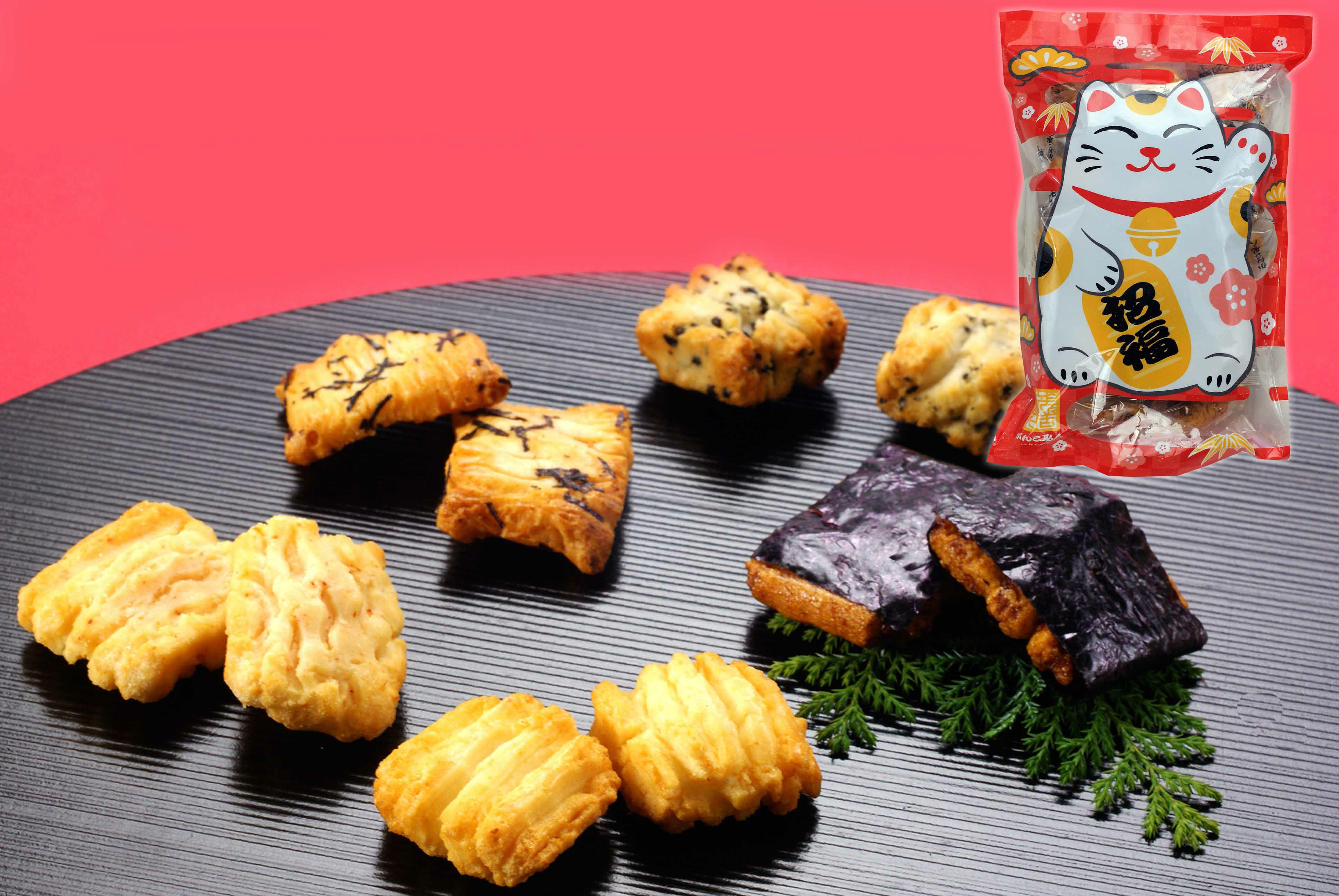 おかき 福招き揃 （赤） 200g 約37個 | がんこ職人オンラインショップ